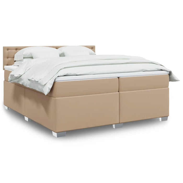 Pat continental cu saltea, cappuccino, 200x200 cm, piele eco WALTI