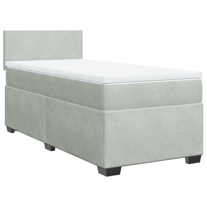 Pat continental cu saltea, gri deschis, 80x200 cm, catifea - WALTI WALTI