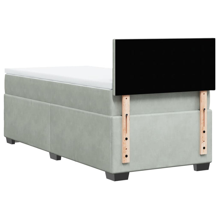 Pat continental cu saltea, gri deschis, 80x200 cm, catifea - WALTI WALTI