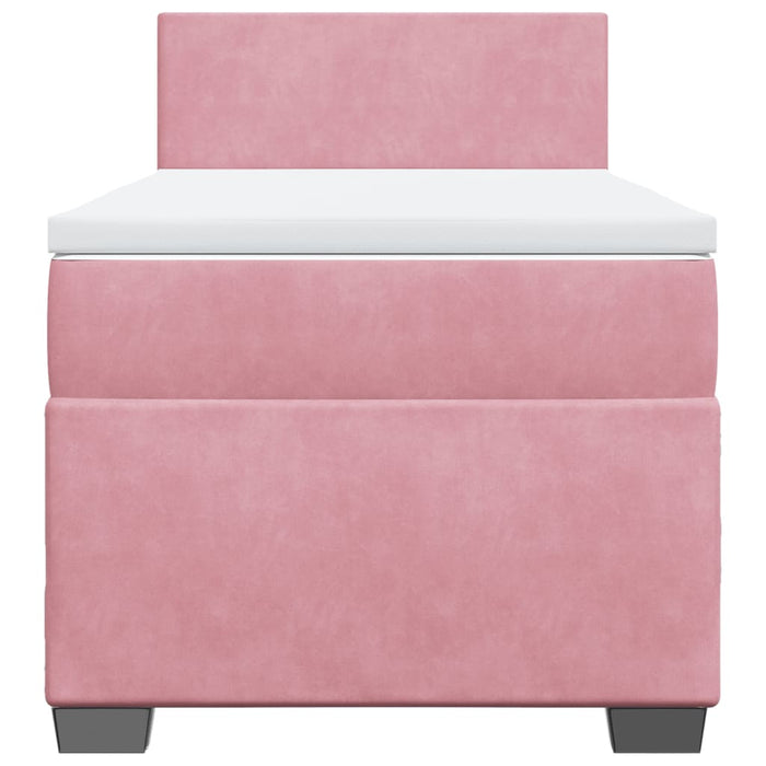 Pat box spring cu saltea, roz, 80x200 cm, catifea - WALTI WALTI