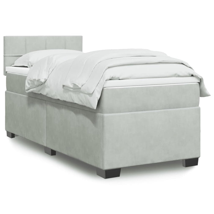 Pat continental cu saltea, gri deschis, 80x200 cm, catifea - WALTI WALTI