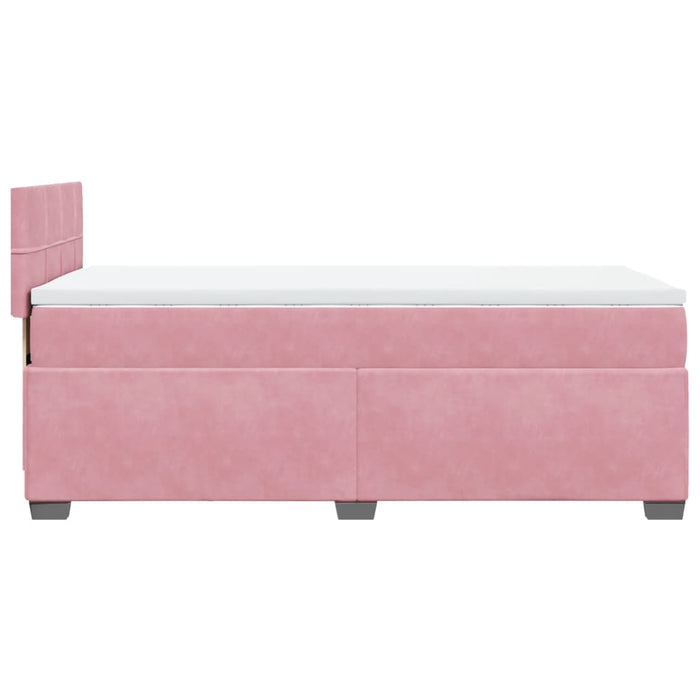 Pat box spring cu saltea, roz, 80x200 cm, catifea - WALTI WALTI
