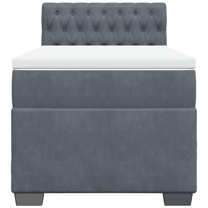 Pat box spring cu saltea, gri închis, 80x200 cm, catifea - WALTI WALTI