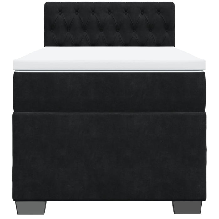 Pat box spring cu saltea, negru, 80x200 cm, catifea - WALTI WALTI