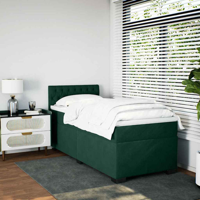 Pat continental cu saltea, verde închis, 80x200 cm, catifea - WALTI WALTI