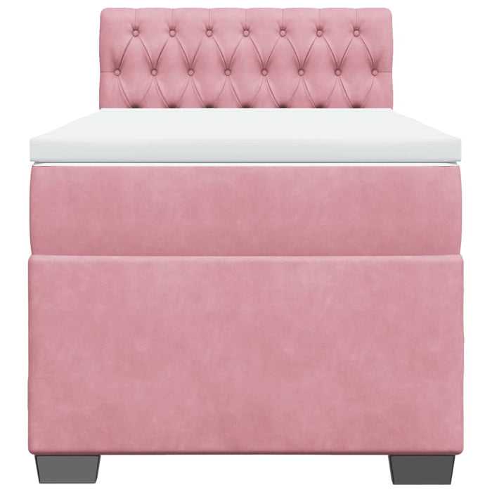 Pat box spring cu saltea, roz, 80x200 cm, catifea - WALTI WALTI