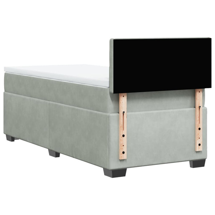 Pat continental cu saltea, gri deschis, 80x200 cm, catifea - WALTI WALTI