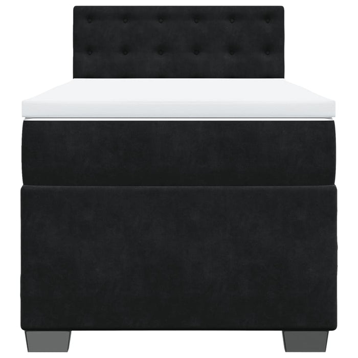 Pat box spring cu saltea, negru, 80x200 cm, catifea - WALTI WALTI