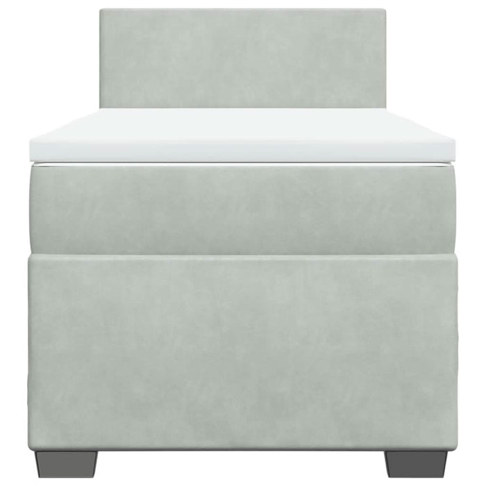 Pat box spring cu saltea, gri deschis, 90x190 cm, catifea - WALTI WALTI