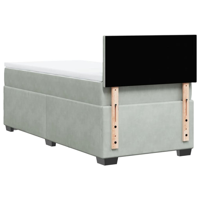 Pat box spring cu saltea, gri deschis, 90x190 cm, catifea - WALTI WALTI