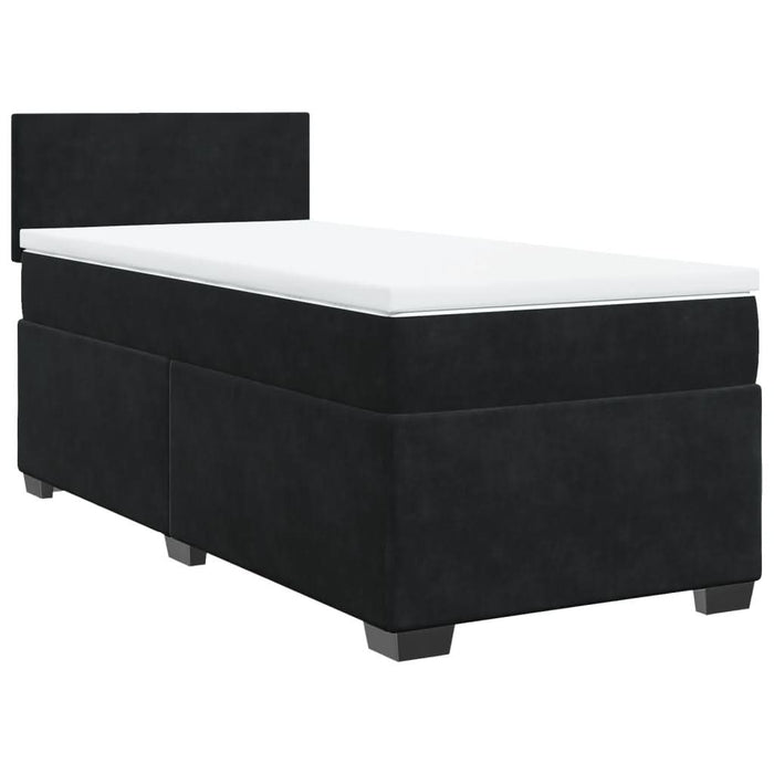 Pat box spring cu saltea, negru, 90x190 cm, catifea - WALTI WALTI