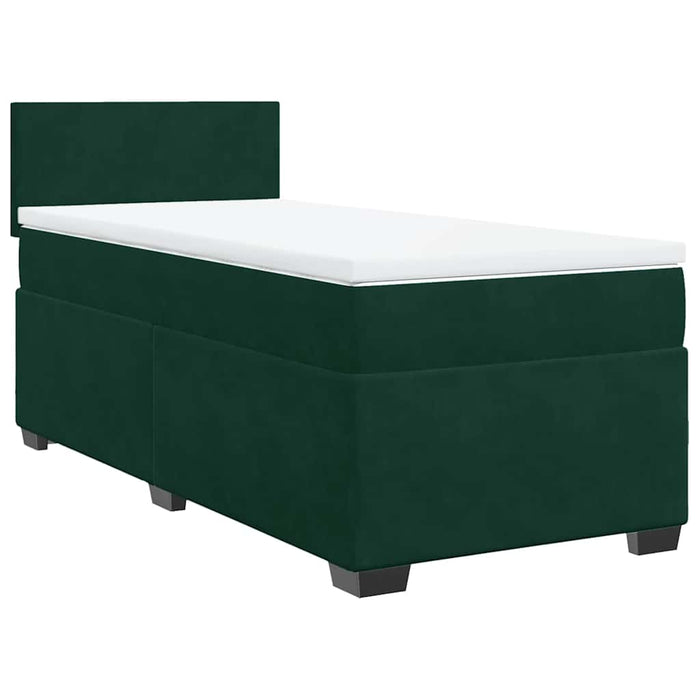 Pat box spring cu saltea, verde închis, 90x190 cm, catifea - WALTI WALTI