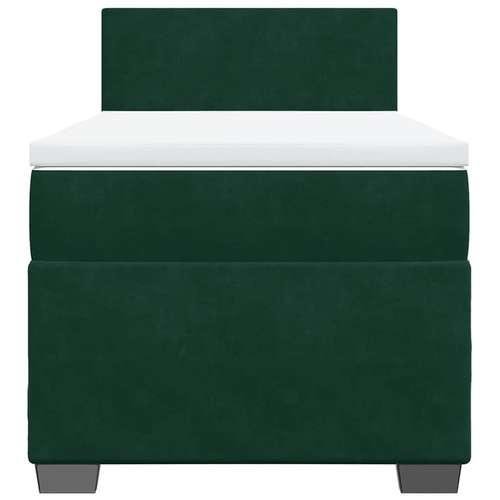 Pat box spring cu saltea, verde închis, 90x190 cm, catifea - WALTI WALTI