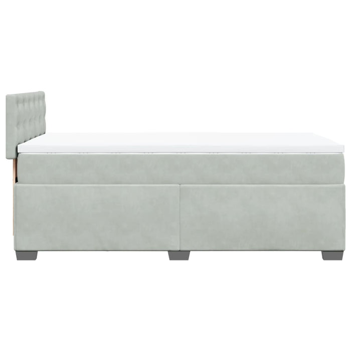 Pat box spring cu saltea, gri deschis, 90x190 cm, catifea - WALTI WALTI