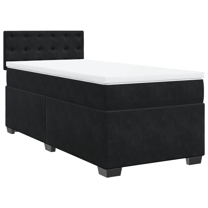 Pat box spring cu saltea, negru, 90x190 cm, catifea - WALTI WALTI