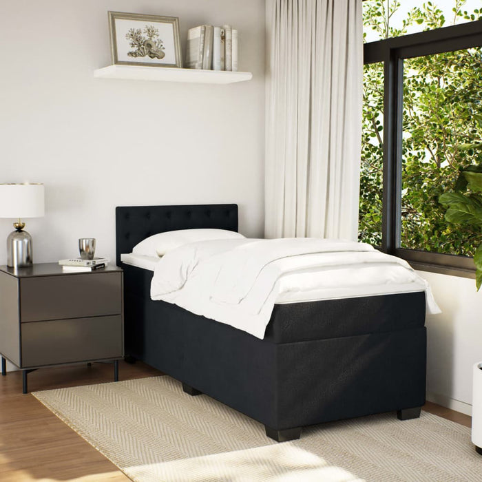 Pat box spring cu saltea, negru, 90x190 cm, catifea - WALTI WALTI
