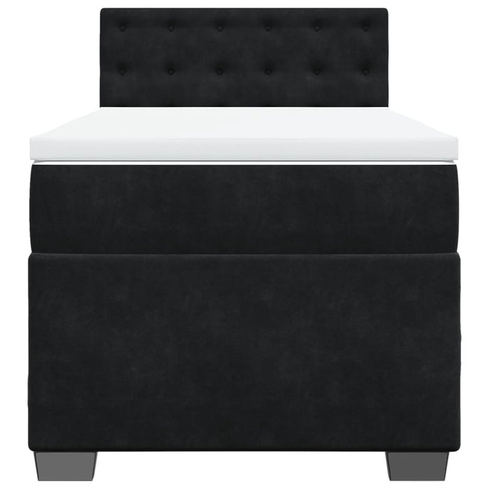 Pat box spring cu saltea, negru, 90x190 cm, catifea - WALTI WALTI