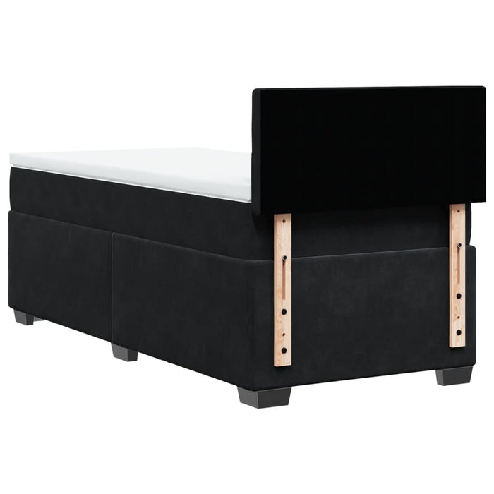 Pat box spring cu saltea, negru, 90x190 cm, catifea - WALTI WALTI