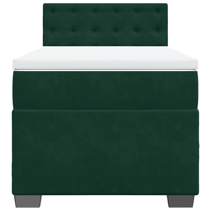 Pat box spring cu saltea, verde închis, 90x190 cm, catifea - WALTI WALTI