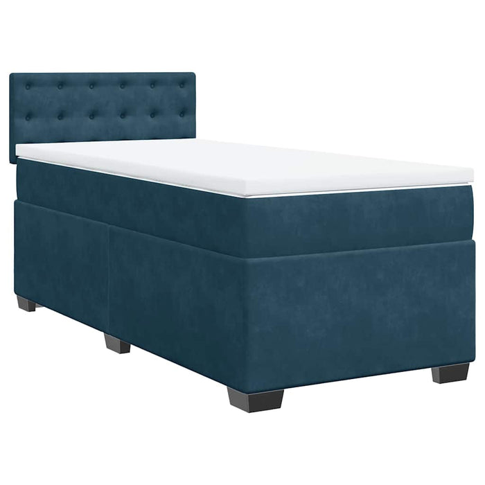Pat box spring cu saltea, albastru închis, 90x190 cm, catifea - WALTI WALTI