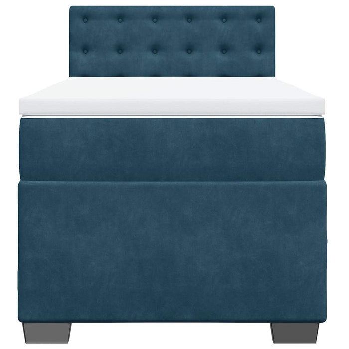 Pat box spring cu saltea, albastru închis, 90x190 cm, catifea - WALTI WALTI