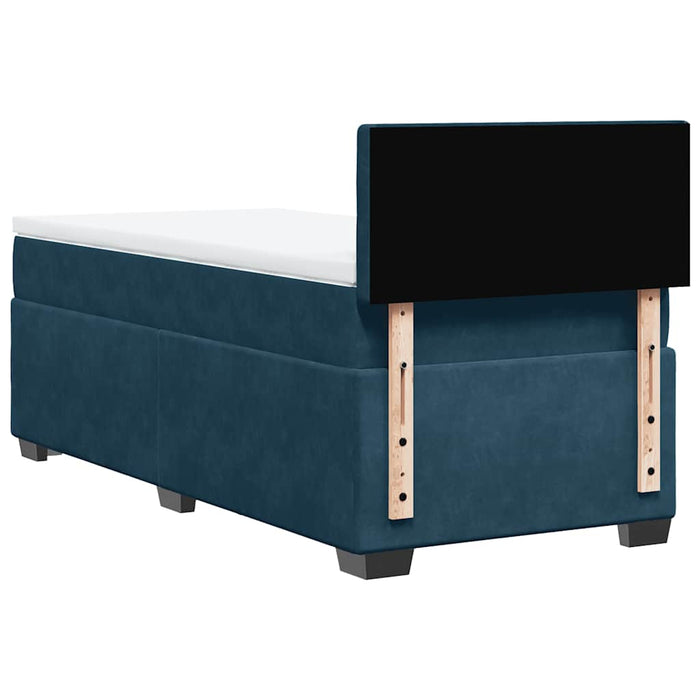 Pat box spring cu saltea, albastru închis, 90x190 cm, catifea - WALTI WALTI