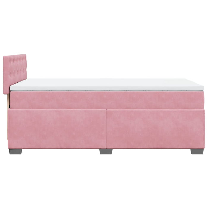 Pat box spring cu saltea, roz, 90x190 cm, catifea - WALTI WALTI