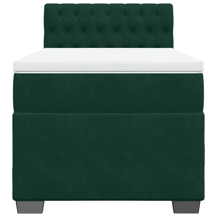 Pat box spring cu saltea, verde închis, 90x190 cm, catifea - WALTI WALTI