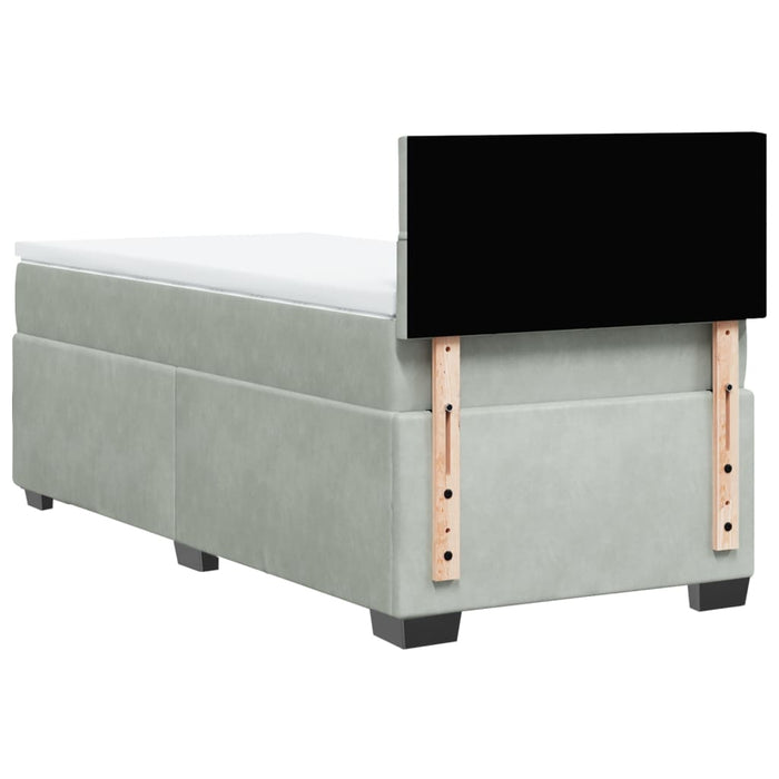 Pat box spring cu saltea, gri deschis, 90x190 cm, catifea - WALTI WALTI