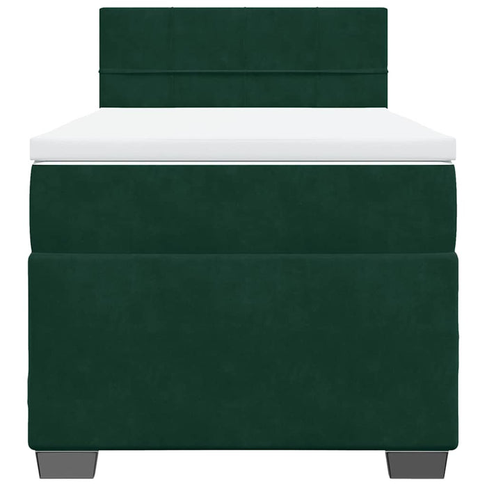 Pat box spring cu saltea, verde închis, 90x190 cm, catifea - WALTI WALTI