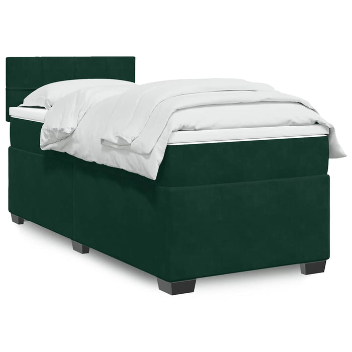 Pat box spring cu saltea, verde închis, 90x190 cm, catifea - WALTI WALTI