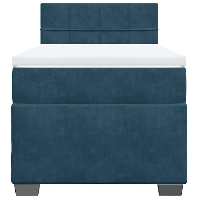 Pat box spring cu saltea, albastru închis, 90x190 cm, catifea - WALTI WALTI