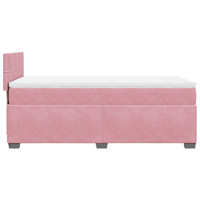 Pat box spring cu saltea, roz, 90x190 cm, catifea - WALTI WALTI