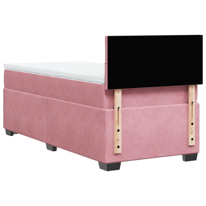 Pat box spring cu saltea, roz, 90x190 cm, catifea - WALTI WALTI