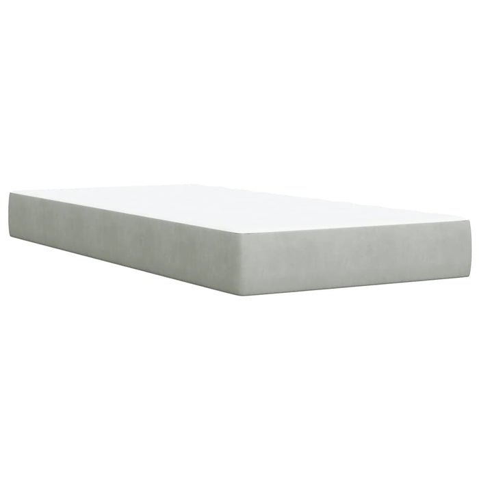 Pat box spring cu saltea, gri deschis, 90x200 cm, catifea - WALTI WALTI