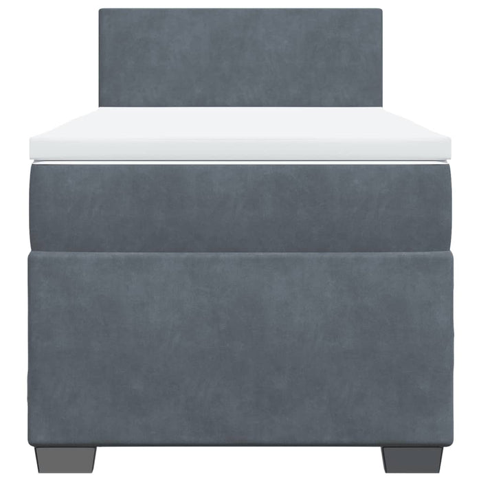 Pat box spring cu saltea, gri închis, 90x200 cm, catifea - WALTI WALTI
