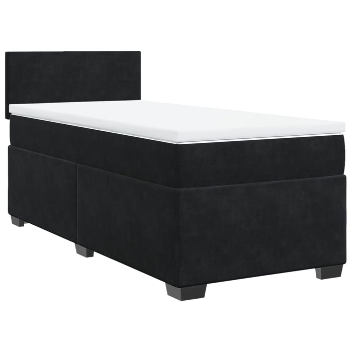 Pat box spring cu saltea, negru, 90x200 cm, catifea - WALTI WALTI