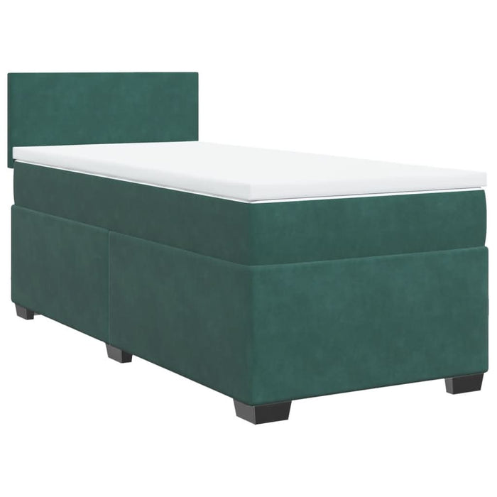 Pat box spring cu saltea, verde închis, 90x200 cm, catifea - WALTI WALTI