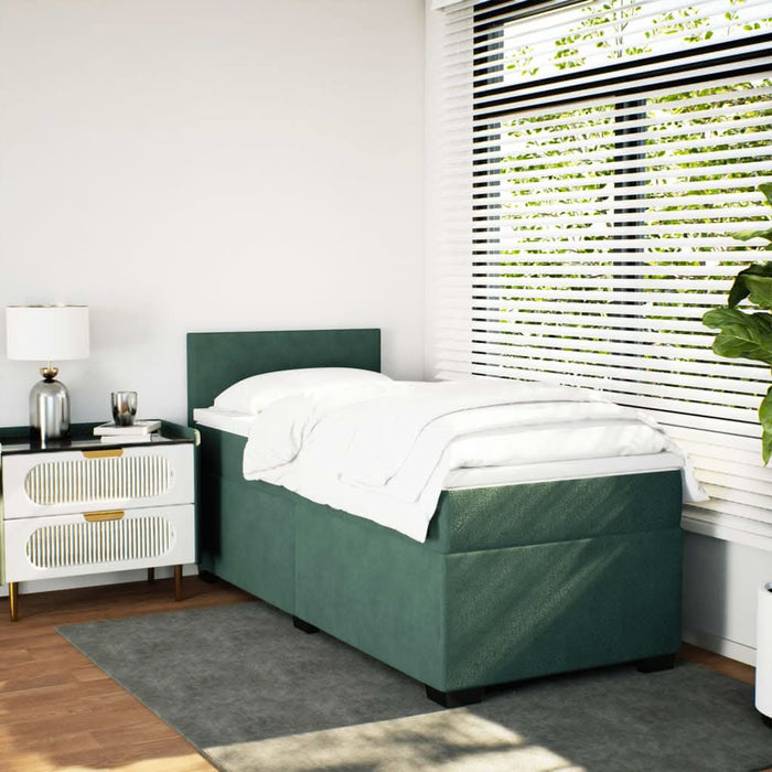 Pat box spring cu saltea, verde închis, 90x200 cm, catifea - WALTI WALTI
