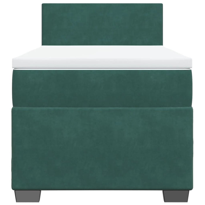 Pat box spring cu saltea, verde închis, 90x200 cm, catifea - WALTI WALTI