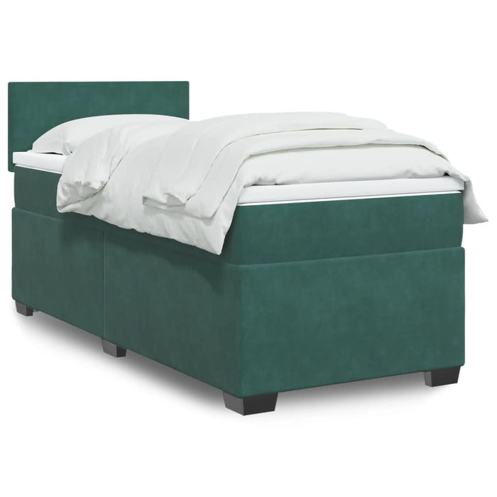 Pat box spring cu saltea, verde închis, 90x200 cm, catifea - WALTI WALTI
