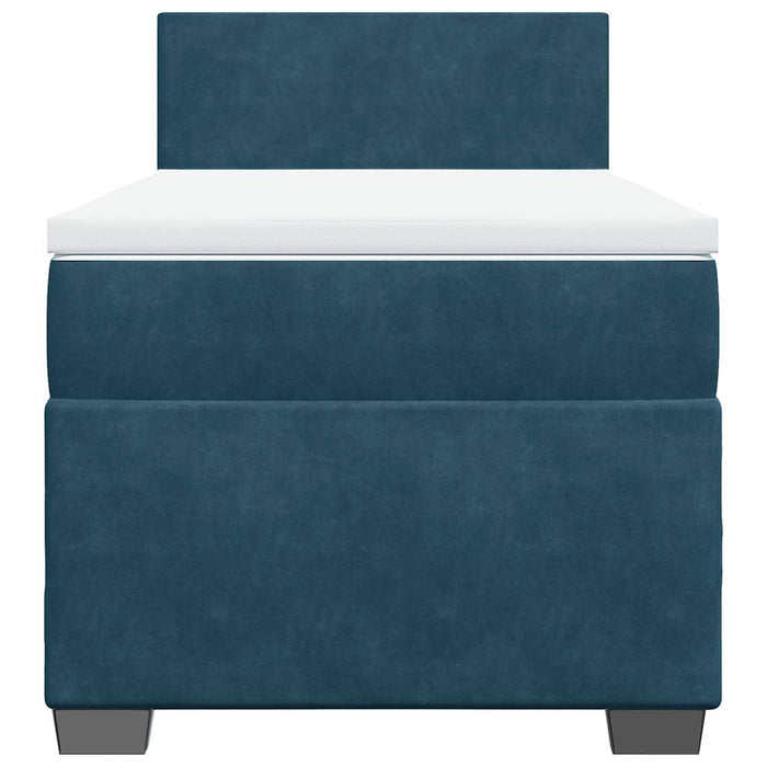 Pat box spring cu saltea, albastru închis, 90x200 cm, catifea - WALTI WALTI