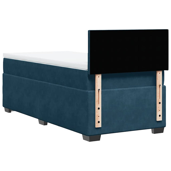 Pat box spring cu saltea, albastru închis, 90x200 cm, catifea - WALTI WALTI