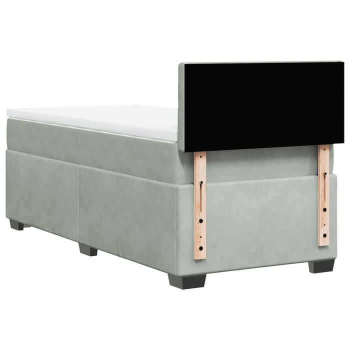 Pat box spring cu saltea, gri deschis, 90x200 cm, catifea - WALTI WALTI