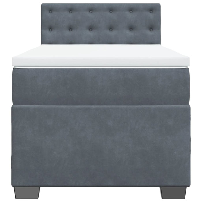 Pat box spring cu saltea, gri închis, 90x200 cm, catifea - WALTI WALTI