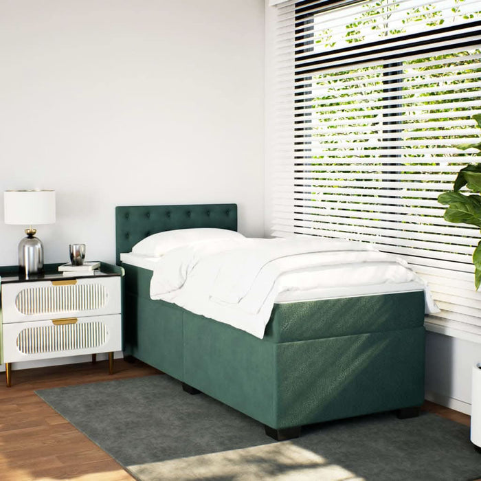 Pat box spring cu saltea, verde închis, 90x200 cm, catifea - WALTI WALTI