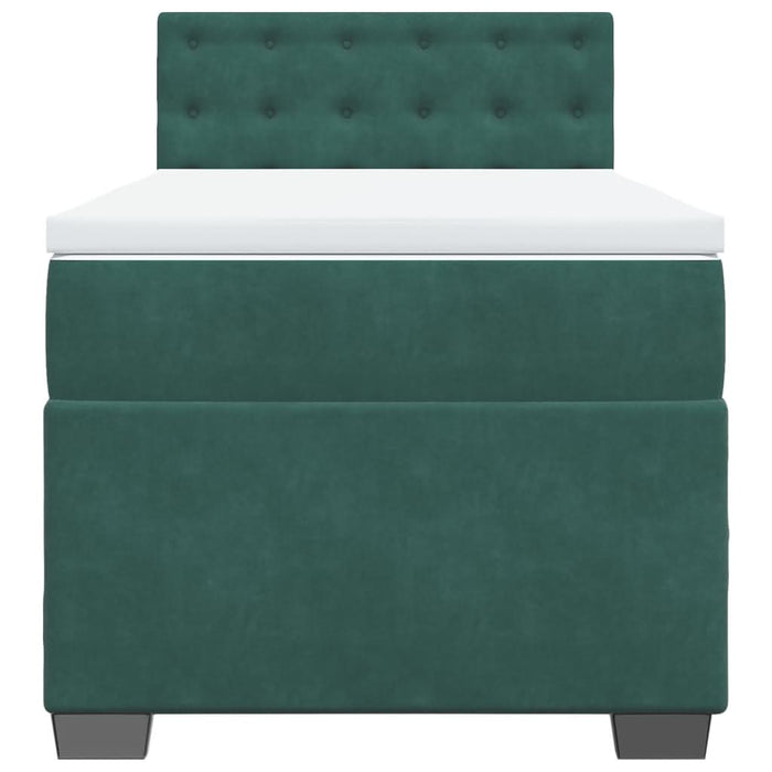 Pat box spring cu saltea, verde închis, 90x200 cm, catifea - WALTI WALTI