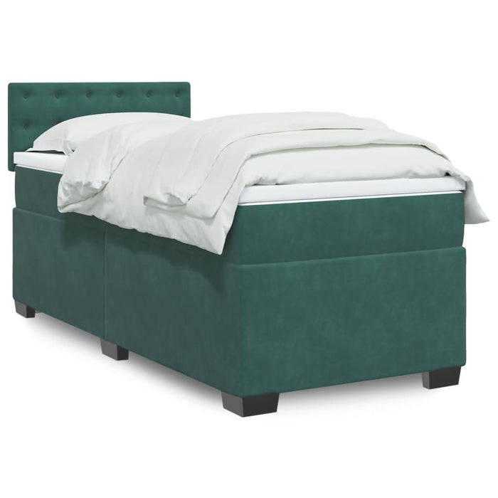 Pat box spring cu saltea, verde închis, 90x200 cm, catifea - WALTI WALTI