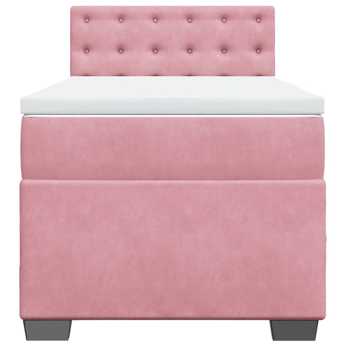 Pat box spring cu saltea, roz, 90x200 cm, catifea - WALTI WALTI