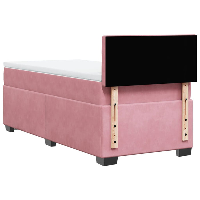 Pat box spring cu saltea, roz, 90x200 cm, catifea - WALTI WALTI